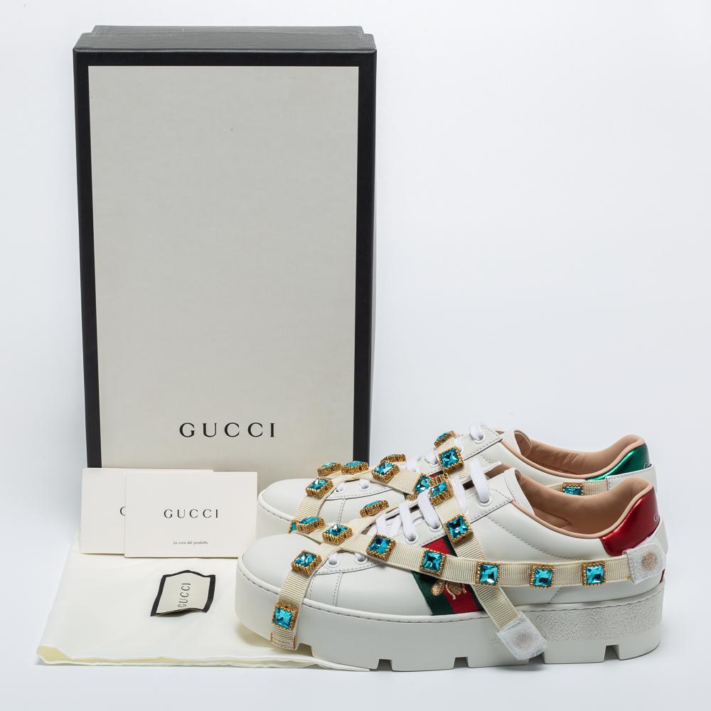 Gucci White Leather Flashtrek Chunky Sneakers Size 40 For Sale 4
