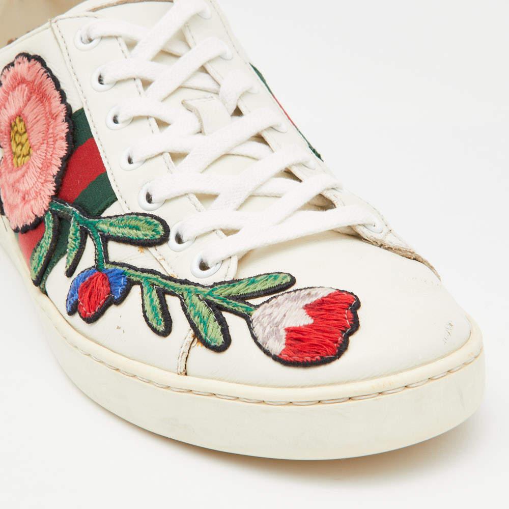 Gucci White Leather Floral Ace Sneakers Size 39 2