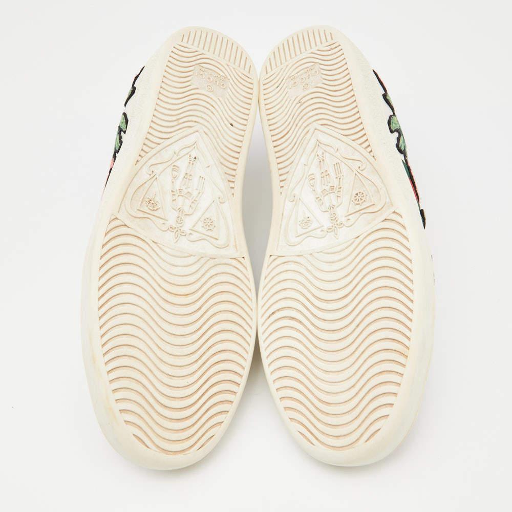 Gucci - Baskets à fleurs en cuir blanc « Ace », taille 39 2