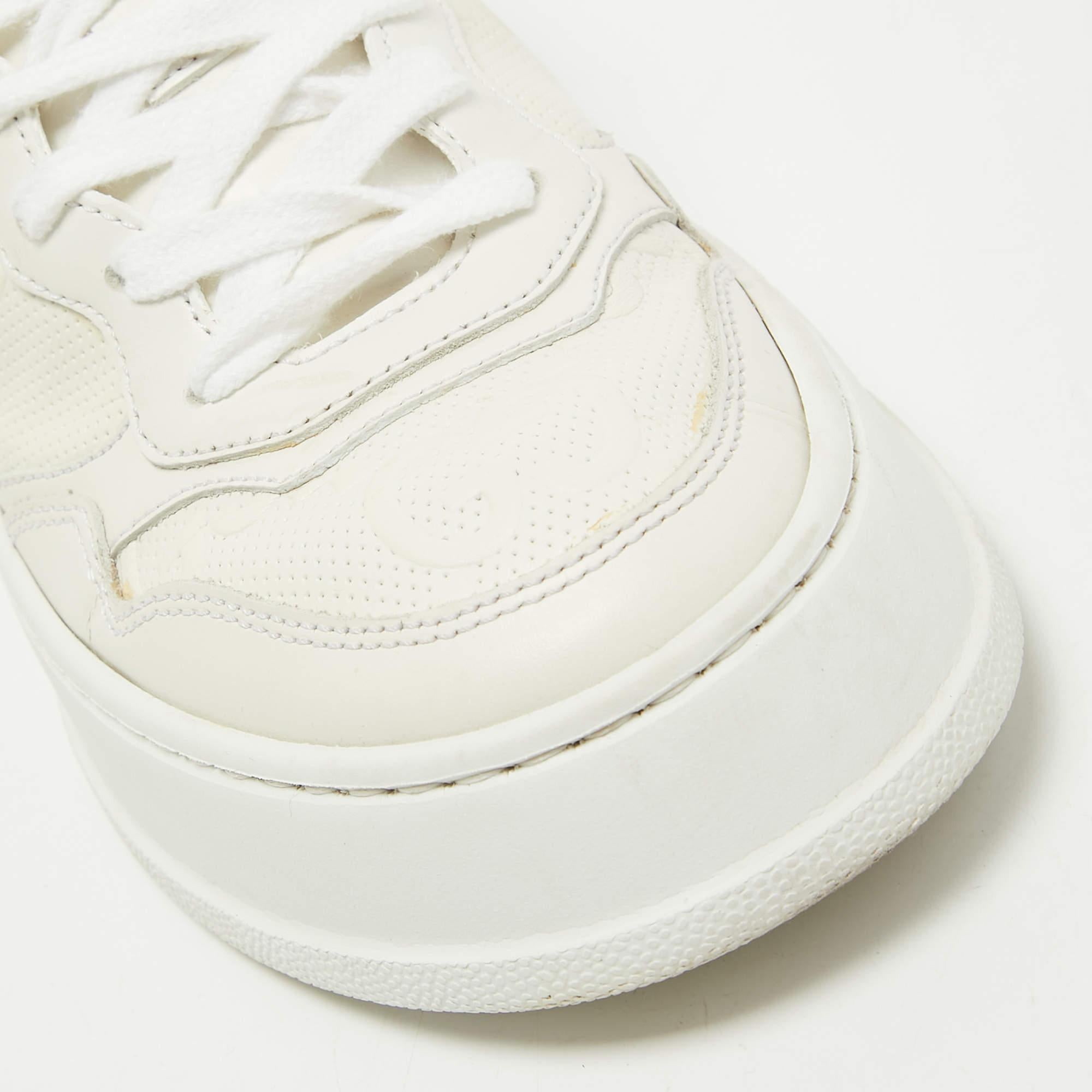 Gucci White Leather GG Embossed Perforated Leather Trainers Sneakers Size 36 7
