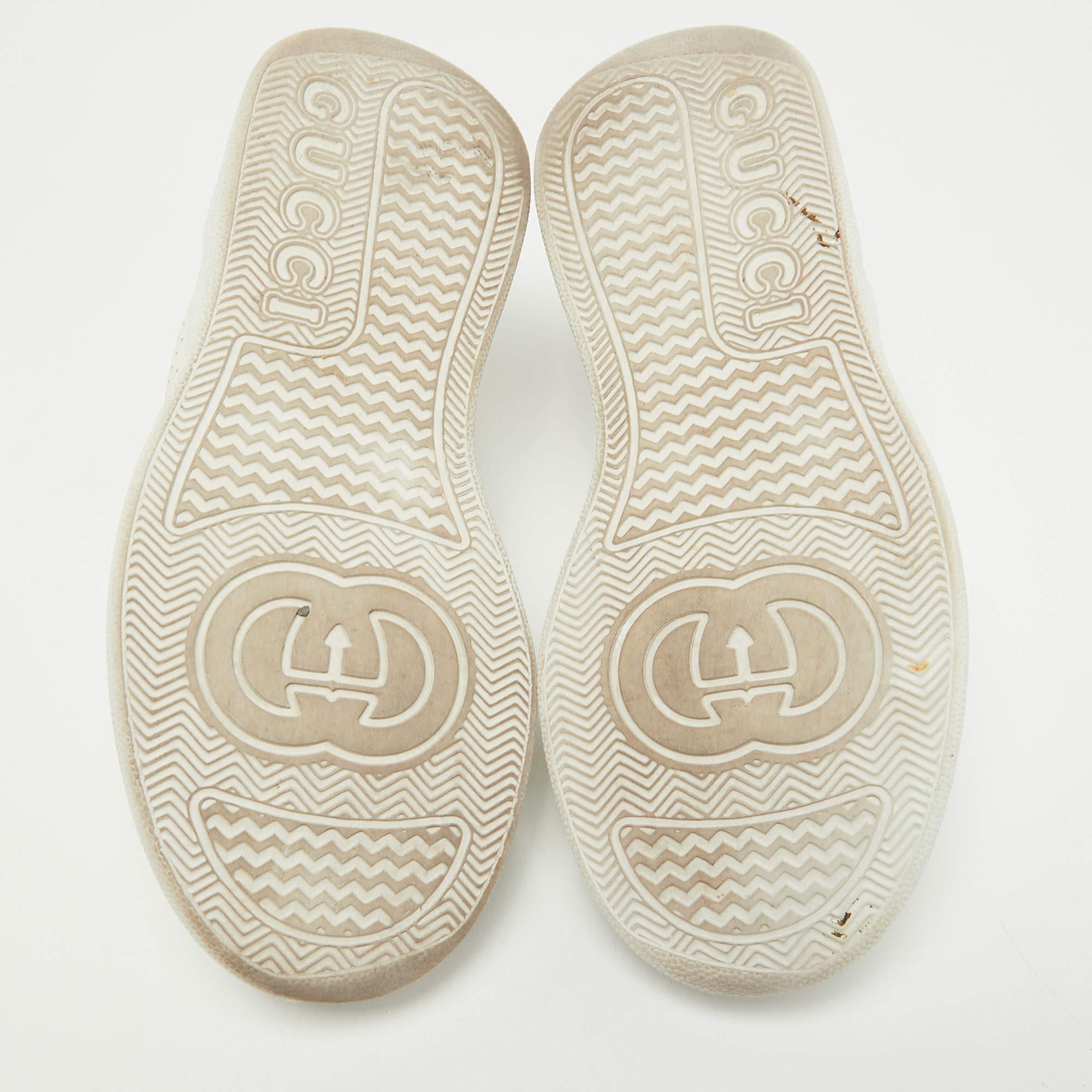 Women's Gucci White Leather GG Embossed Perforated Leather Trainers Sneakers Size 36