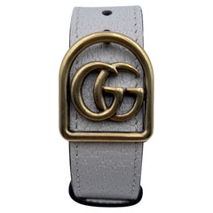 Gucci White Leather GG Logo Marmont Belt Bracelet