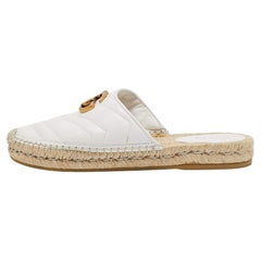 Gucci White Leather GG Marmont Espadrille Mules Size 35.5