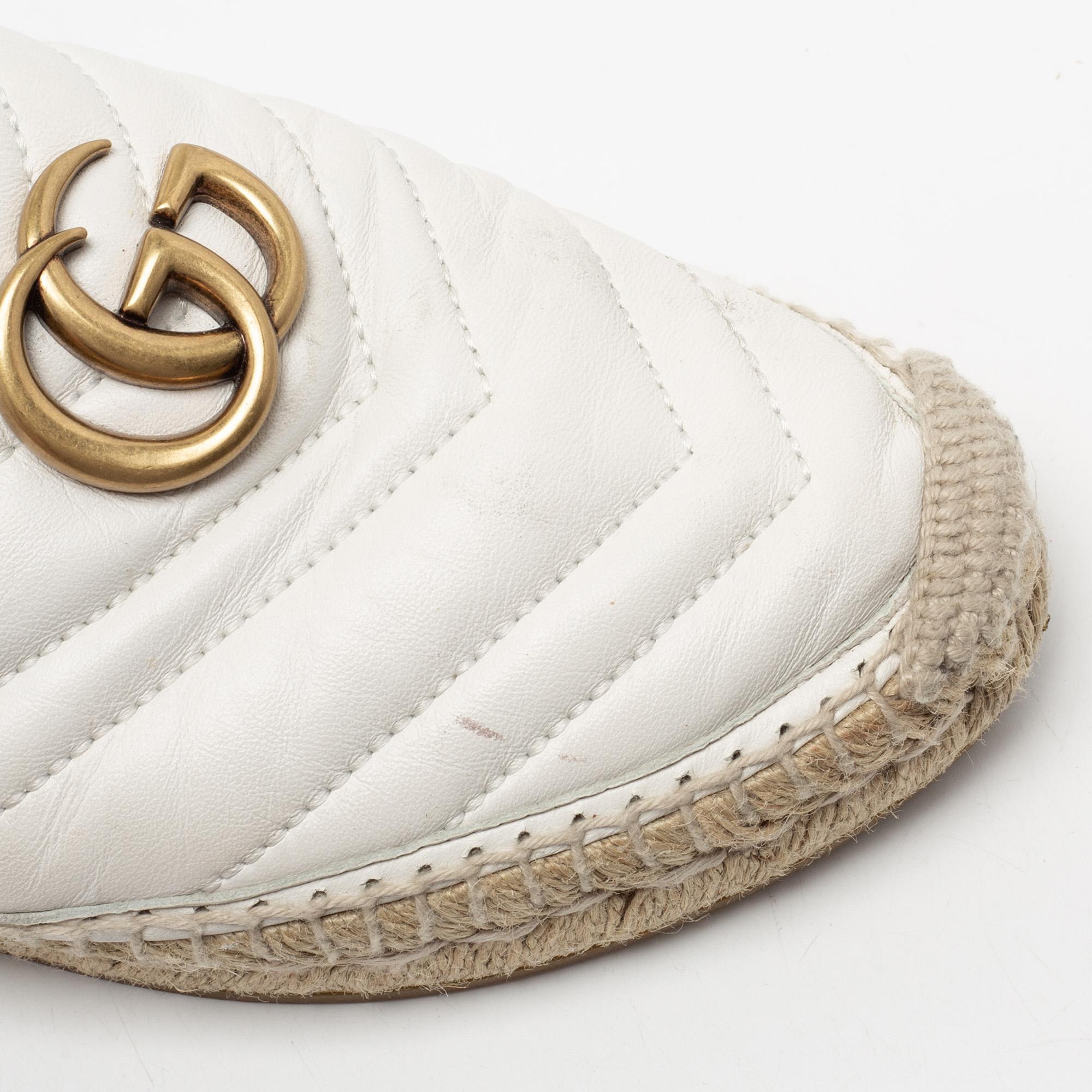 Gucci White Leather GG Marmont Espadrilles Mules Size 35.5 2