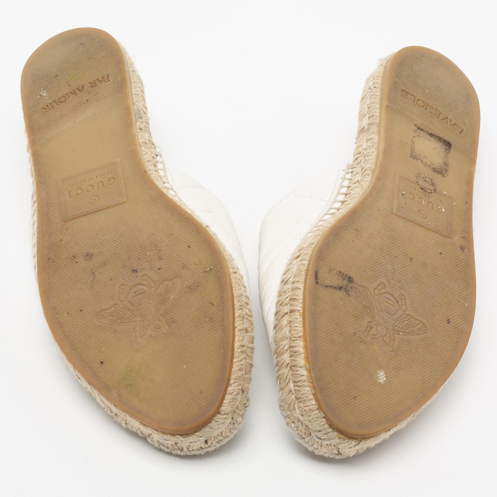 Gucci White Leather GG Marmont Espadrilles Mules Size 35.5 4