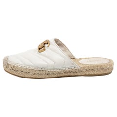 Gucci White Leather GG Marmont Espadrilles Mules Size 35.5