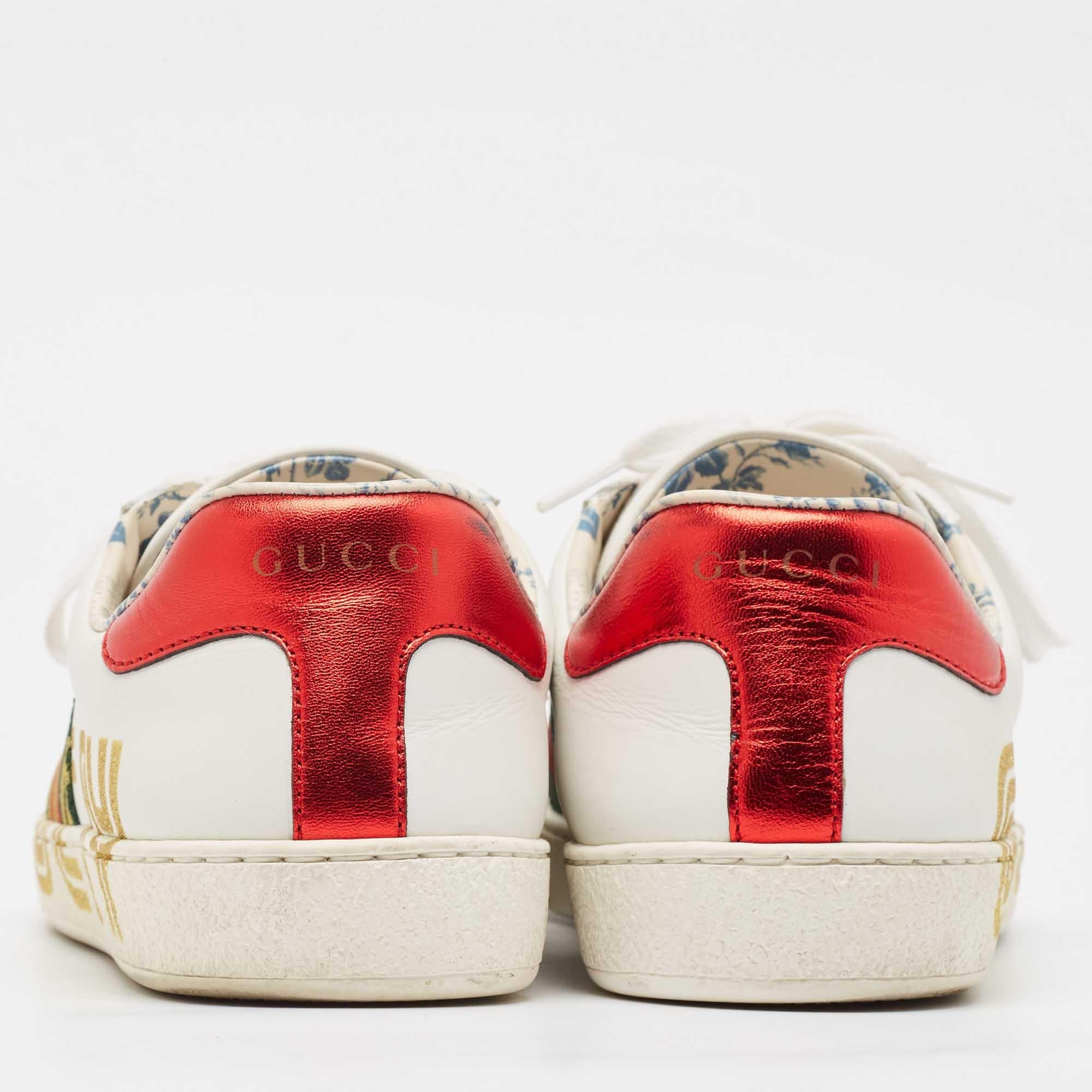 Gucci White Leather Guccy Ace Sneakers Size 40 1