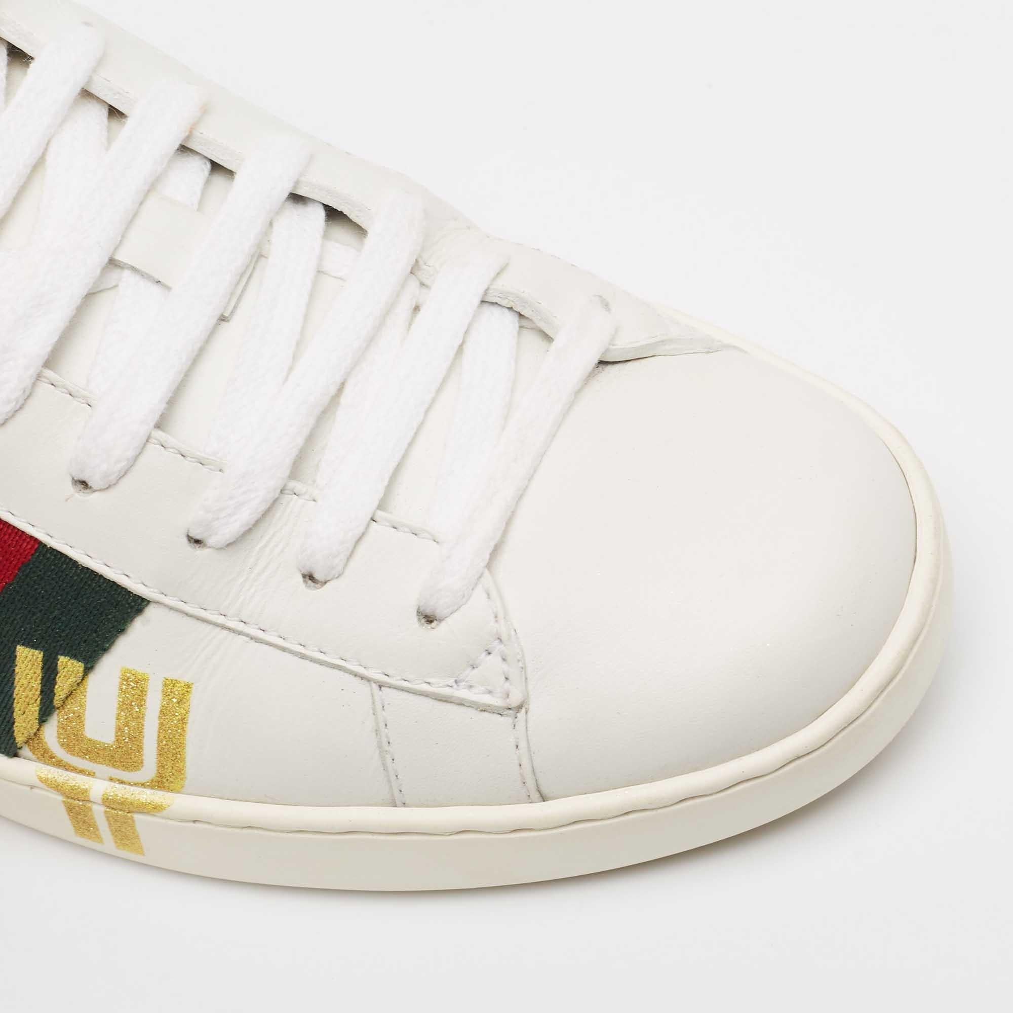 Gucci White Leather Guccy Ace Sneakers Size 40 4