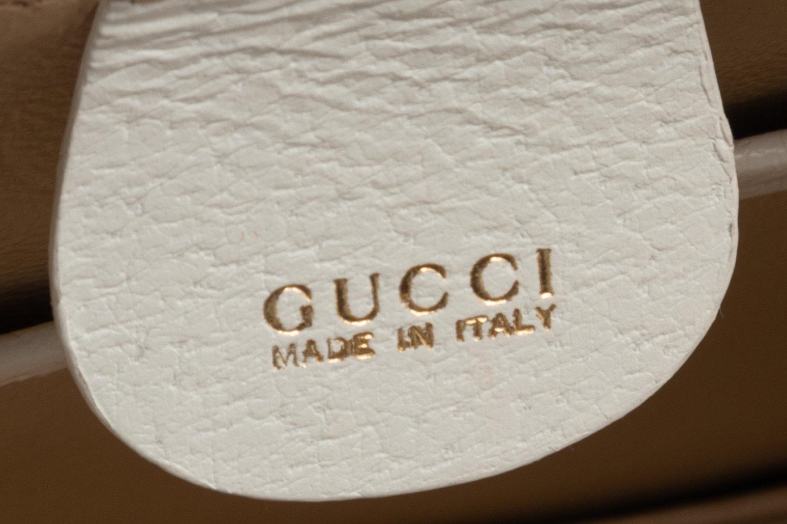 Gray Gucci White Leather Handbag with Bamboo Handle