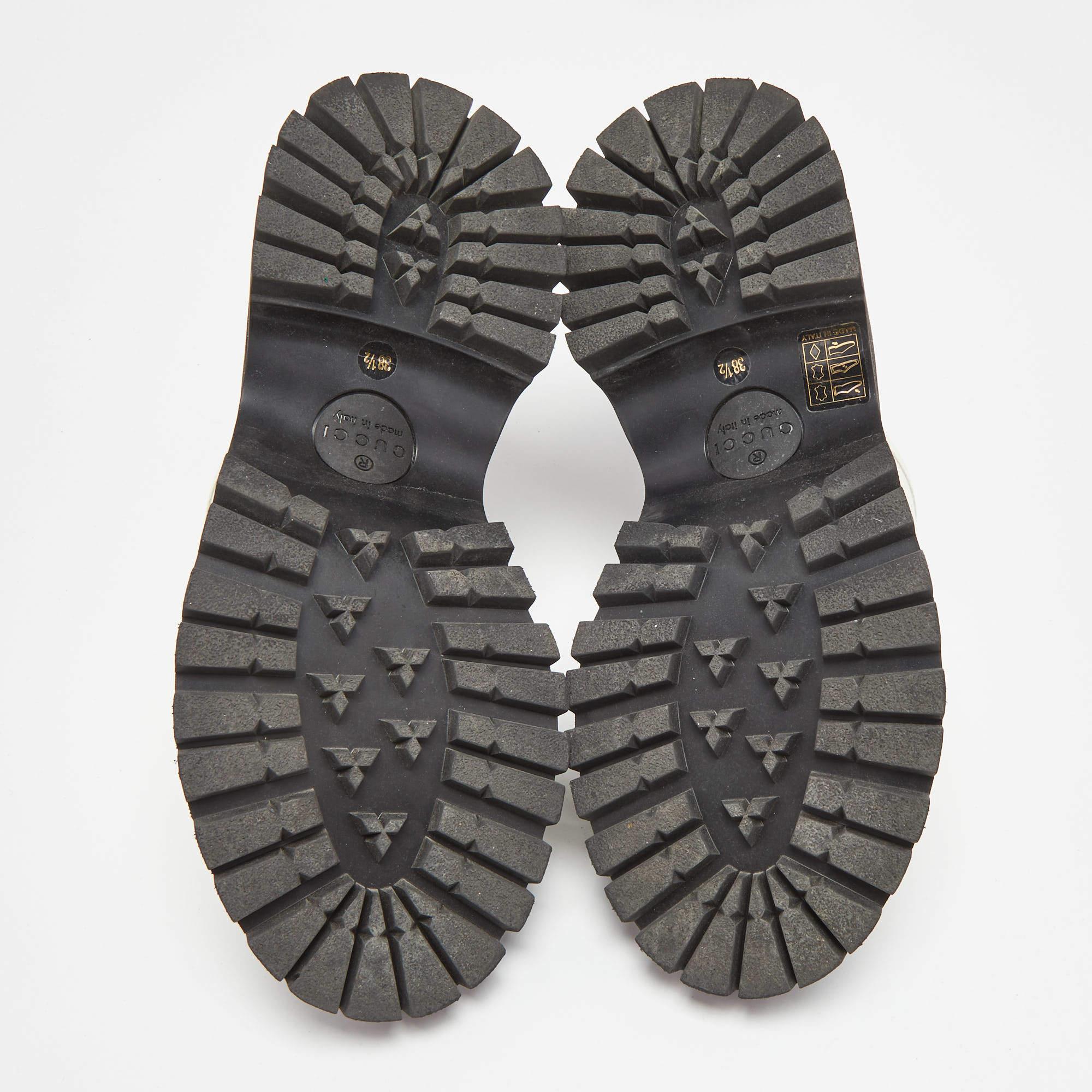 Gucci White Leather Harald Horsebit Platform Slide Sandals Size 38.5 5