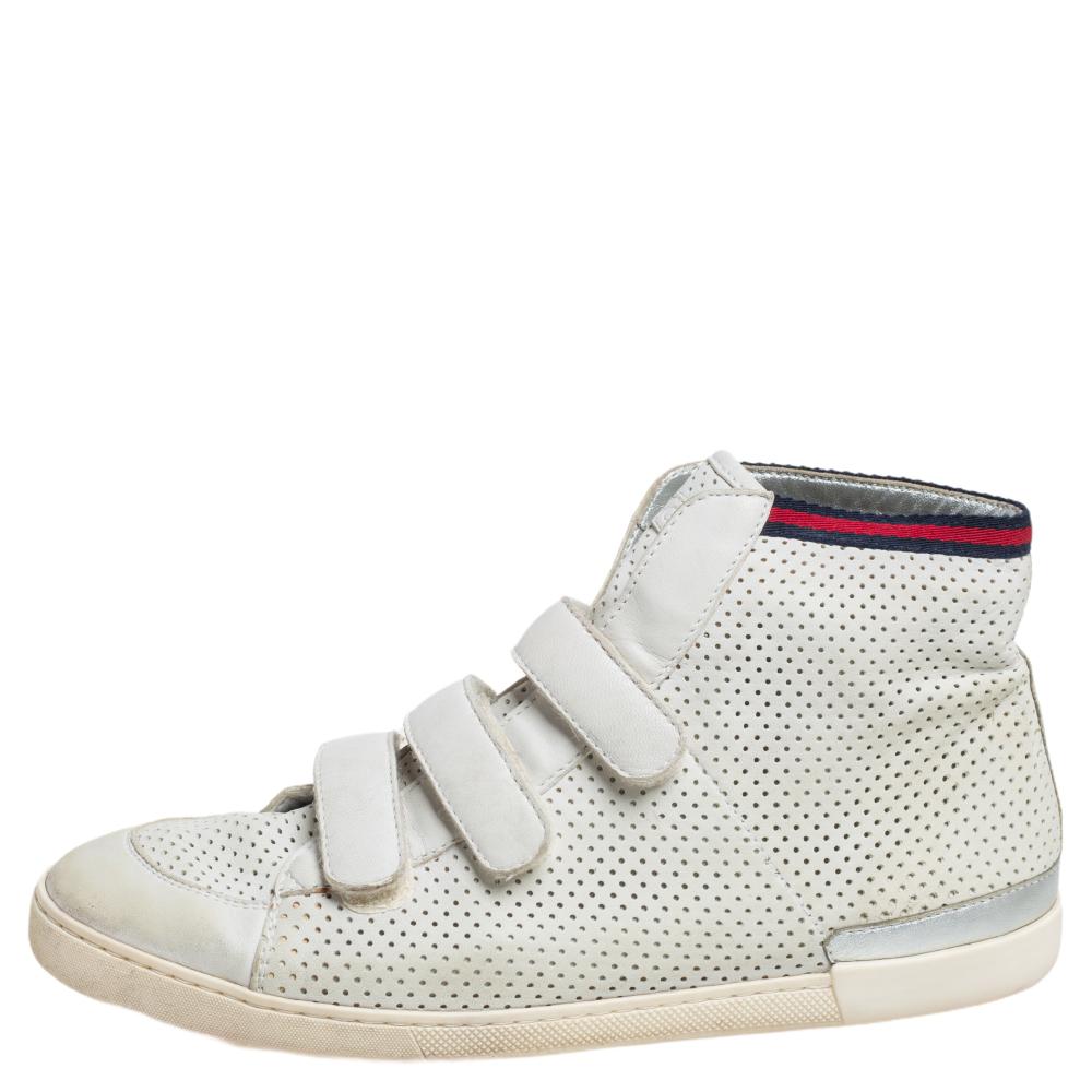 Women's Gucci White Leather High Top Sneakers Size 36.5 For Sale
