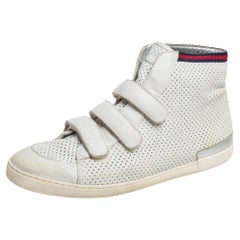 Used Gucci White Leather High Top Sneakers Size 36.5