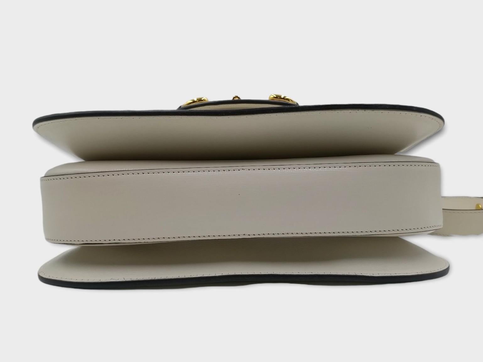 Gucci White Leather Horsebit 1955 Shoulder Bag 4