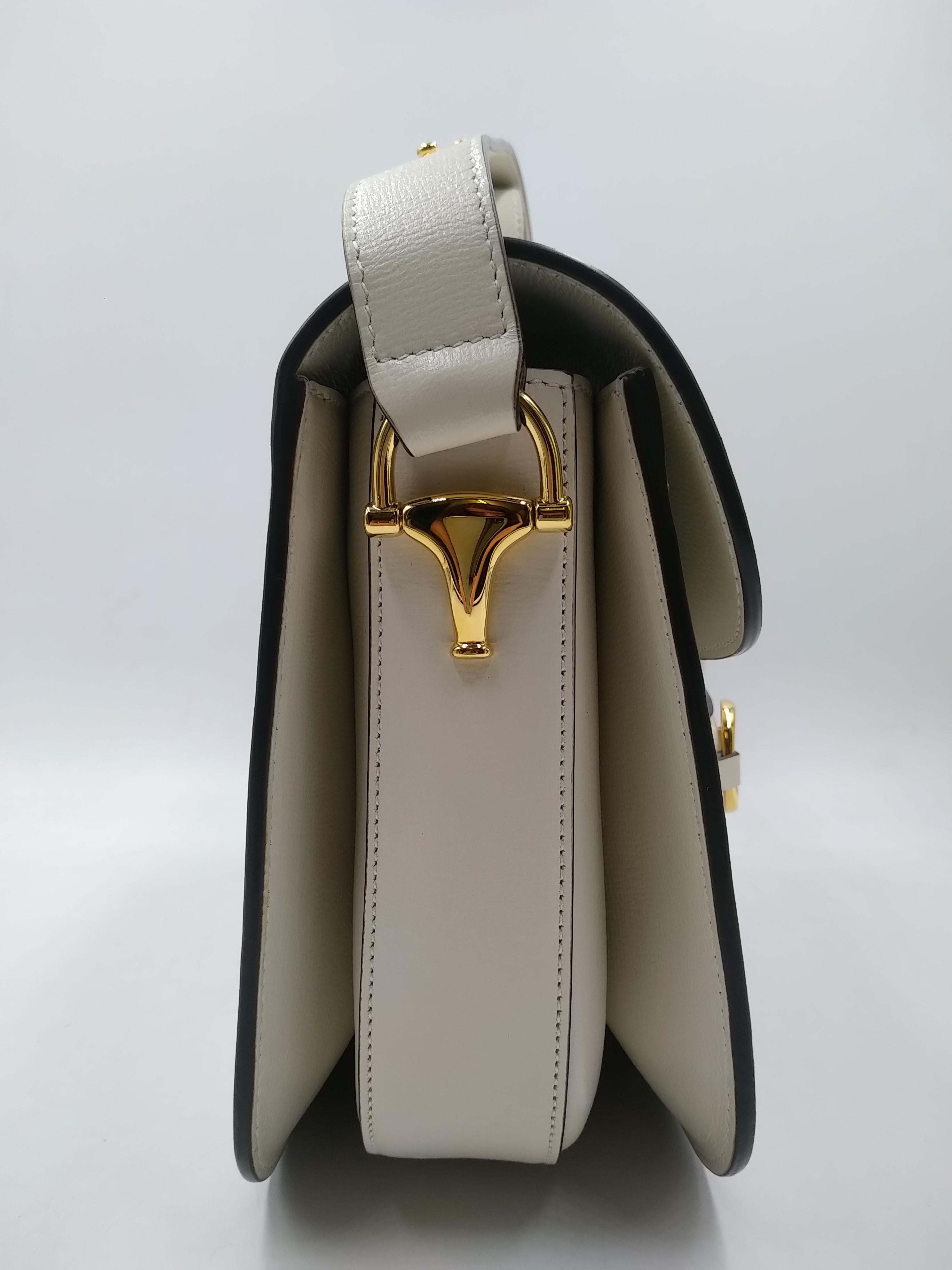 Women's or Men's Gucci White Leather Horsebit 1955 Shoulder Bag