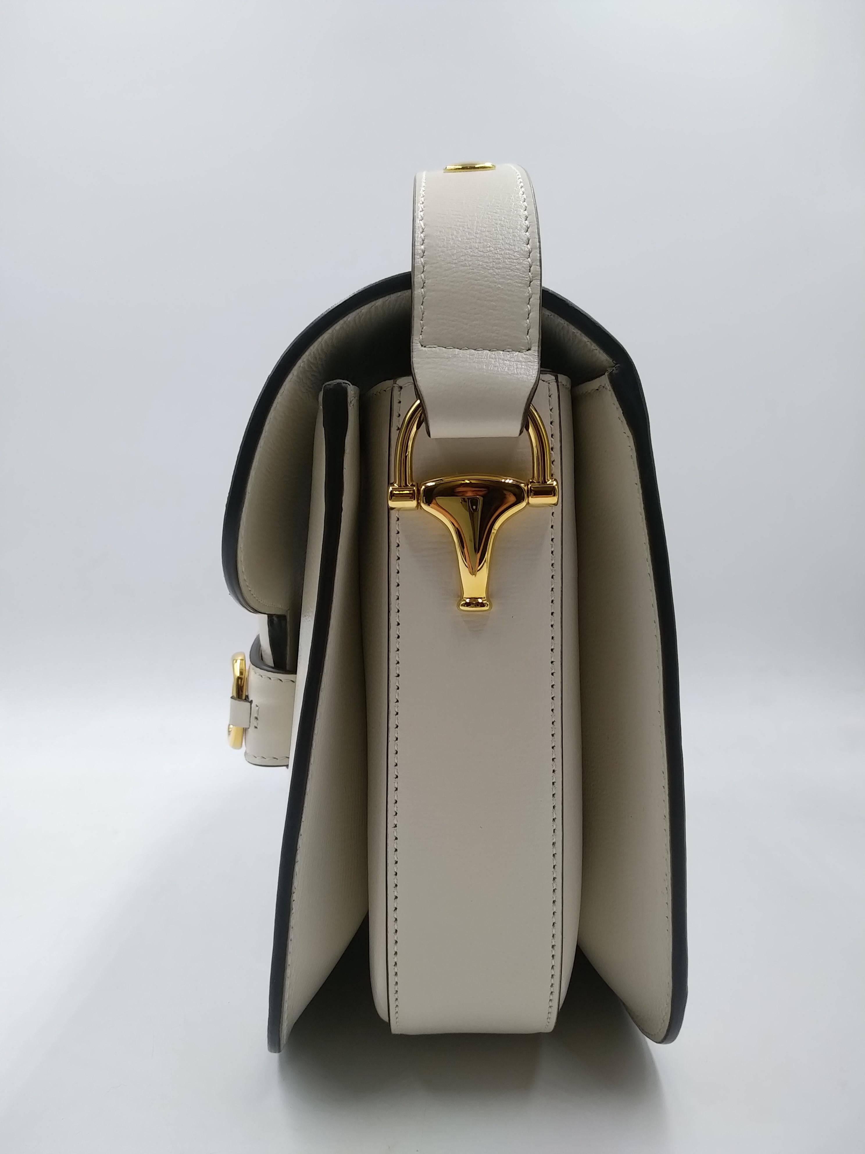 Gucci White Leather Horsebit 1955 Shoulder Bag 1