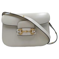 Gucci White Leather Horsebit 1955 Shoulder Bag