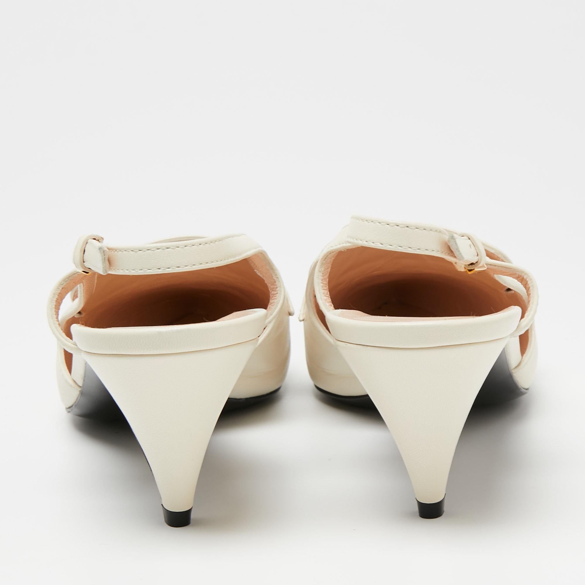 Gucci White Leather Horsebit Bamboo Slingback Mule Sandals Size 40.5 1