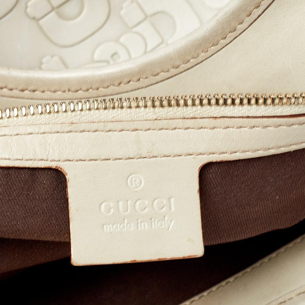 Geprägte Gucci-Tasche aus weißem Leder mit Pferdegebiss im Angebot 3