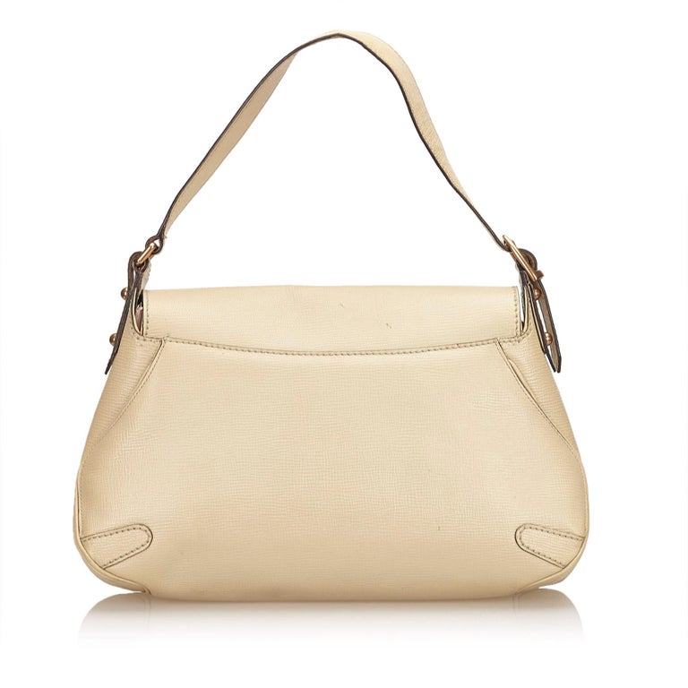 Gucci White Leather Horsebit Handbag For Sale at 1stDibs