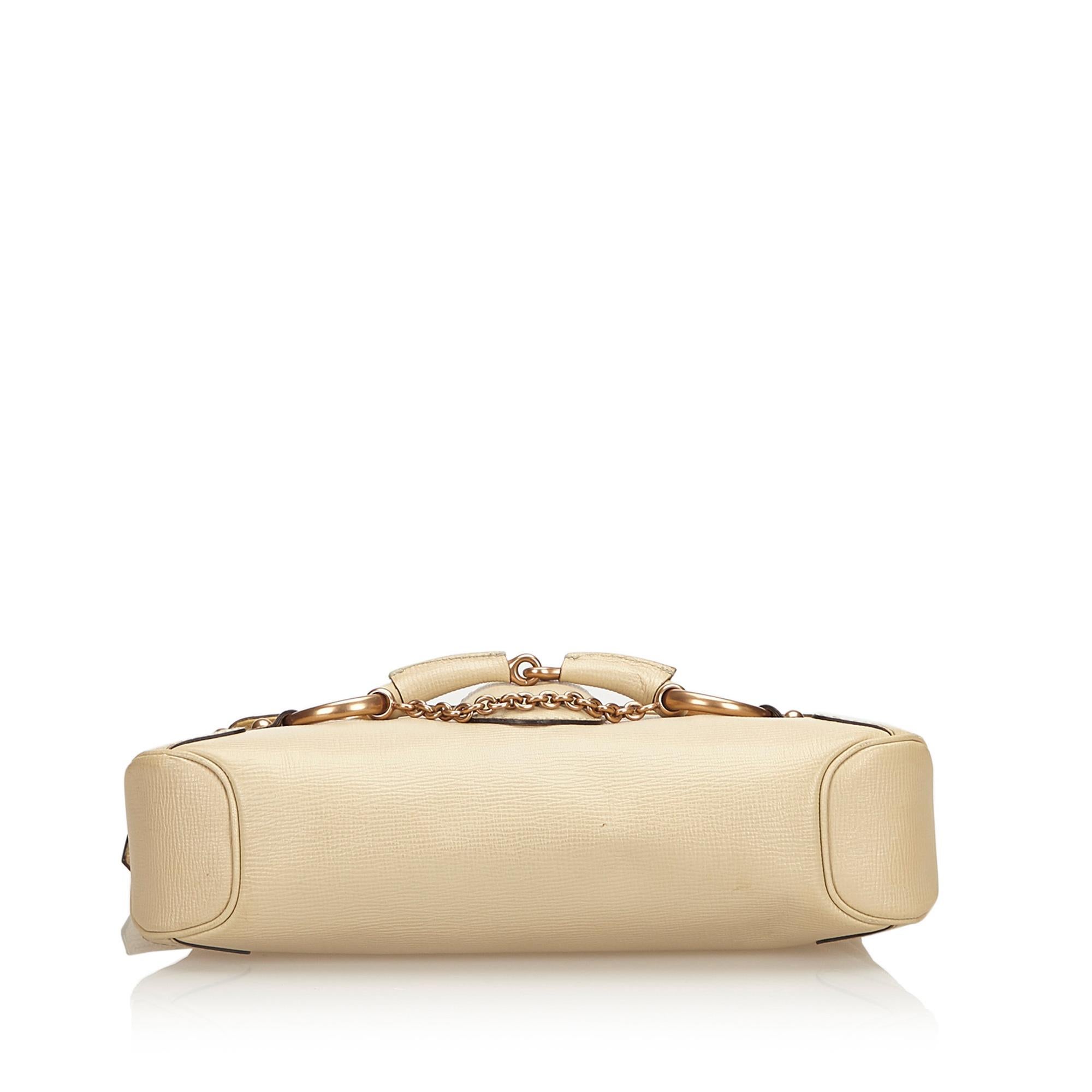 Women's Gucci White Leather Horsebit Handbag For Sale