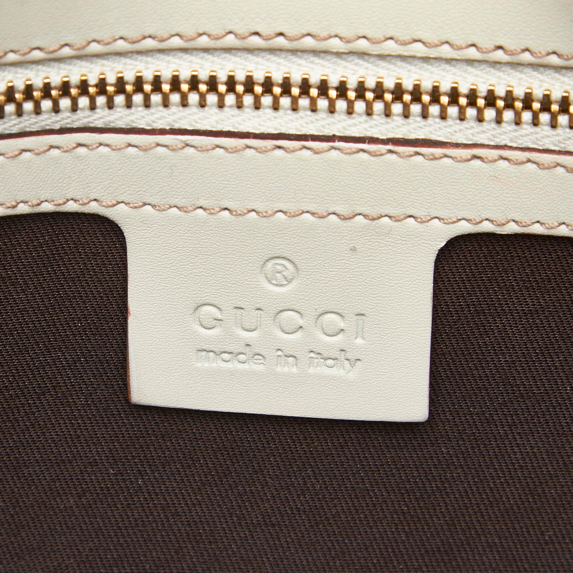 Gucci White Leather Horsebit Handbag For Sale 2