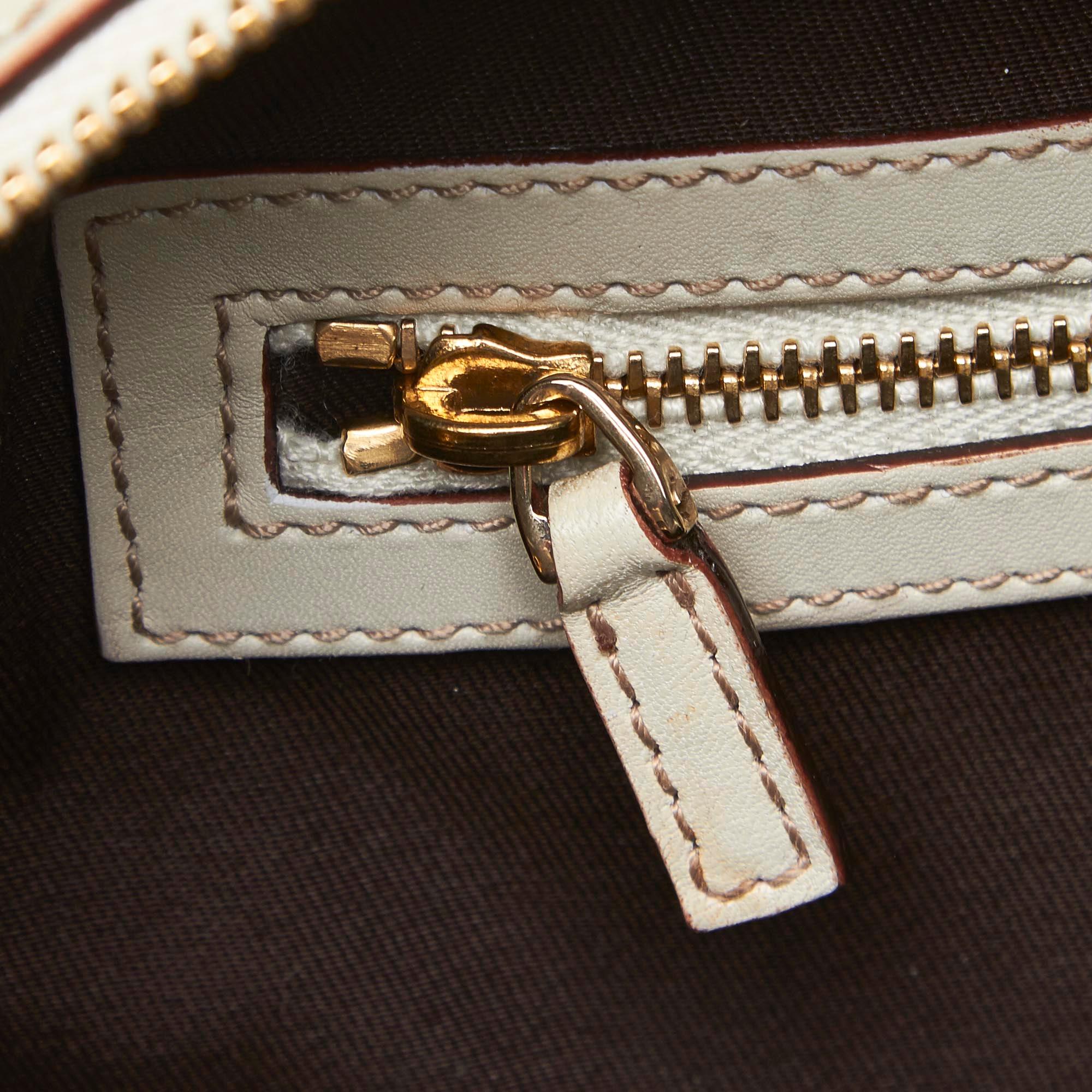 Gucci White Leather Horsebit Handbag For Sale 4