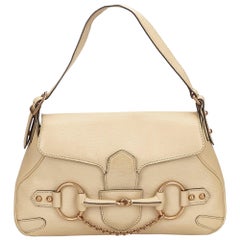 Gucci White Leather Horsebit Handbag