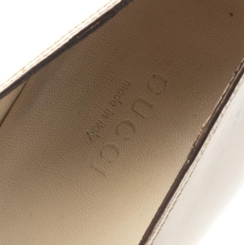 Gucci White Leather Interlocking G Pumps Size 38.5 2