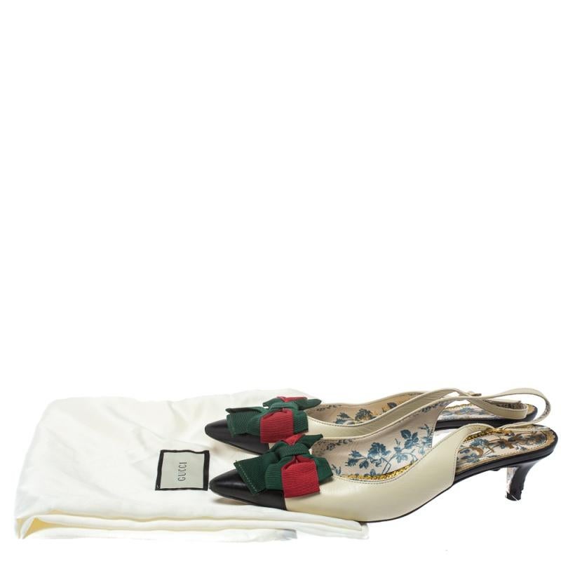 Gucci White Leather Jane Bow Slingback Sandals Size 37 3