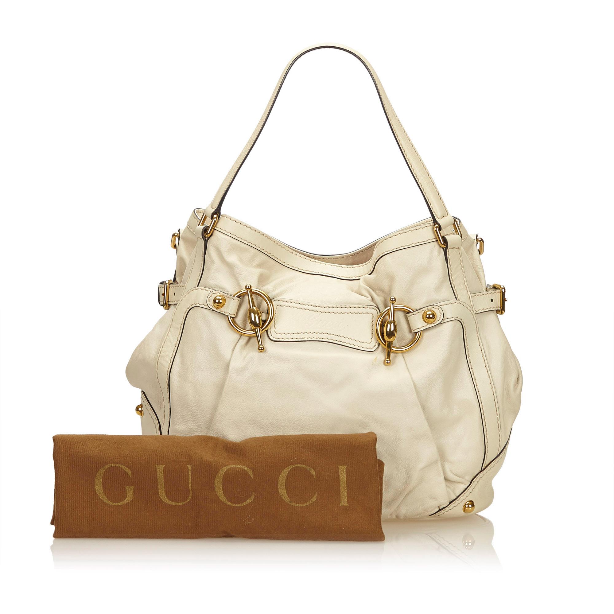 Gucci White Leather Jockey Tote For Sale 6