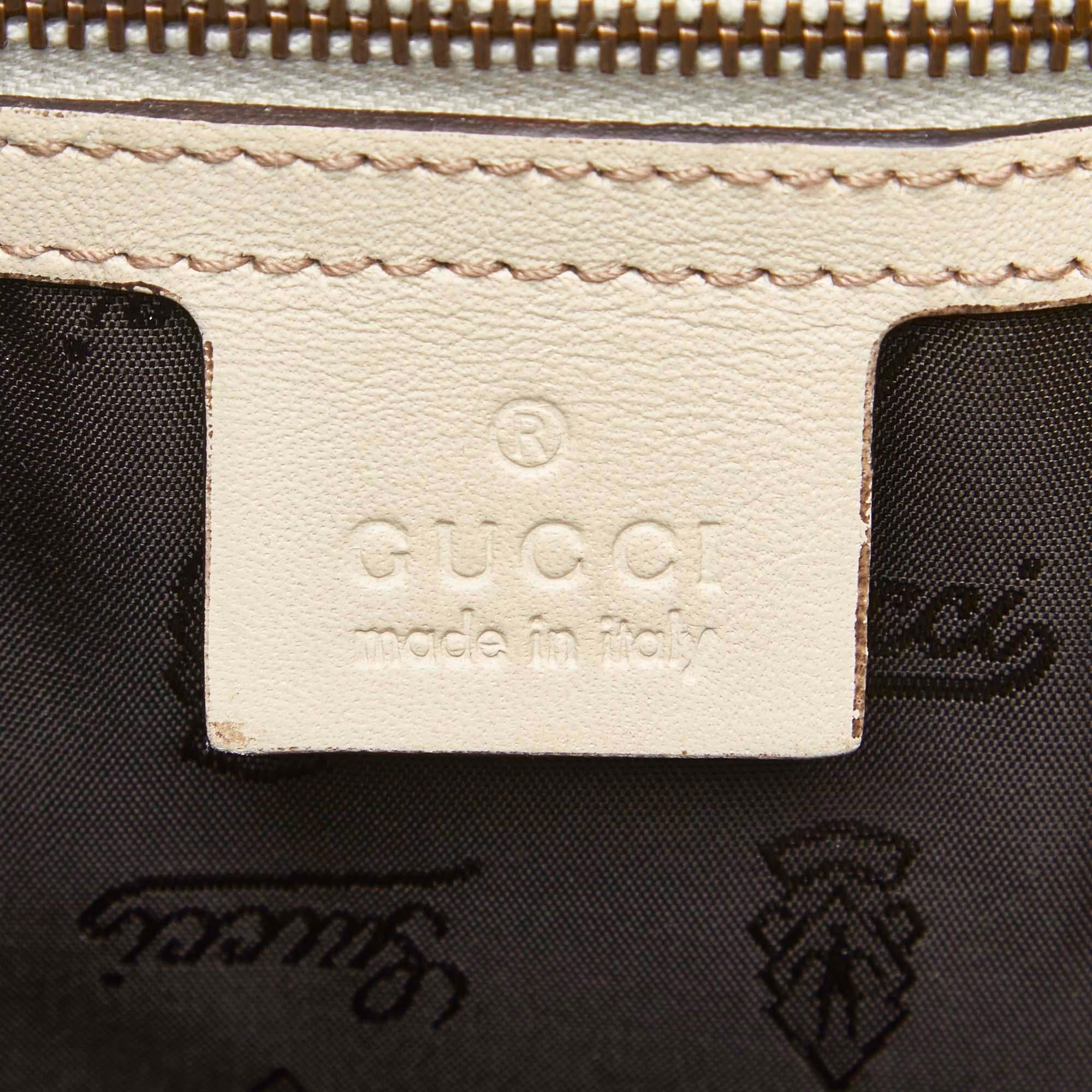Gucci White Leather Jockey Tote For Sale 2