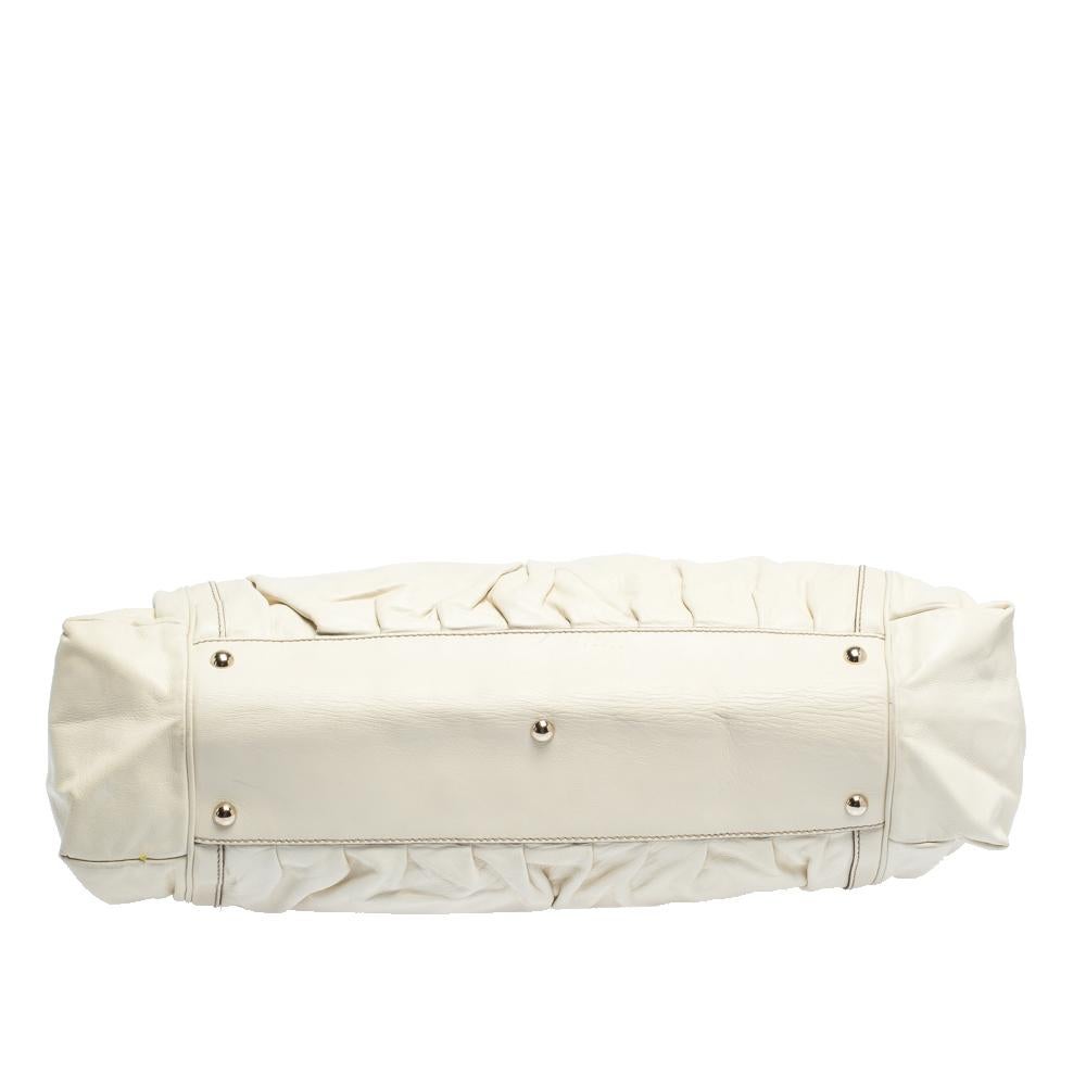Große Gucci Pop-Tasche aus weißem Leder aus Bambus Damen