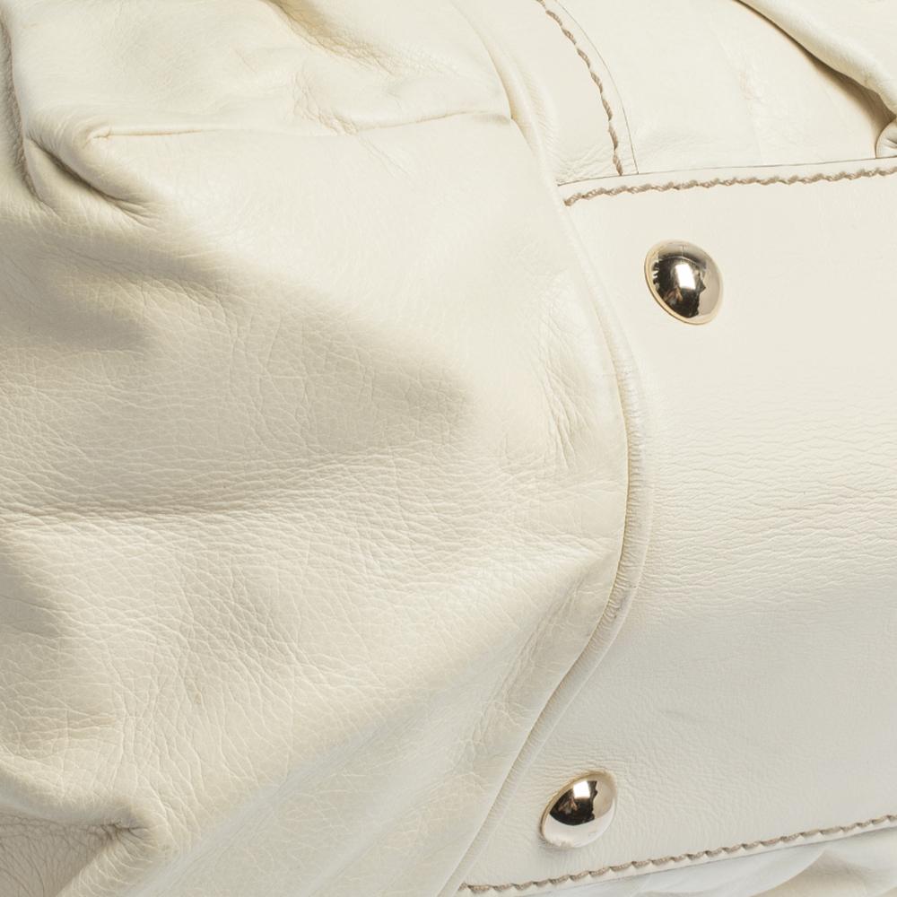 Große Gucci Pop-Tasche aus weißem Leder aus Bambus 2