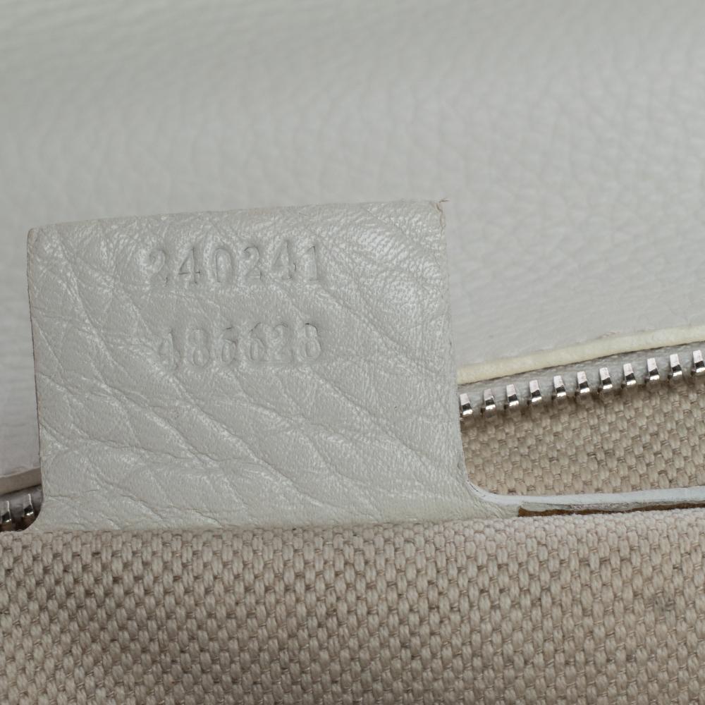Gucci White Leather Large New Bamboo Tassel Top Handle Bag 4