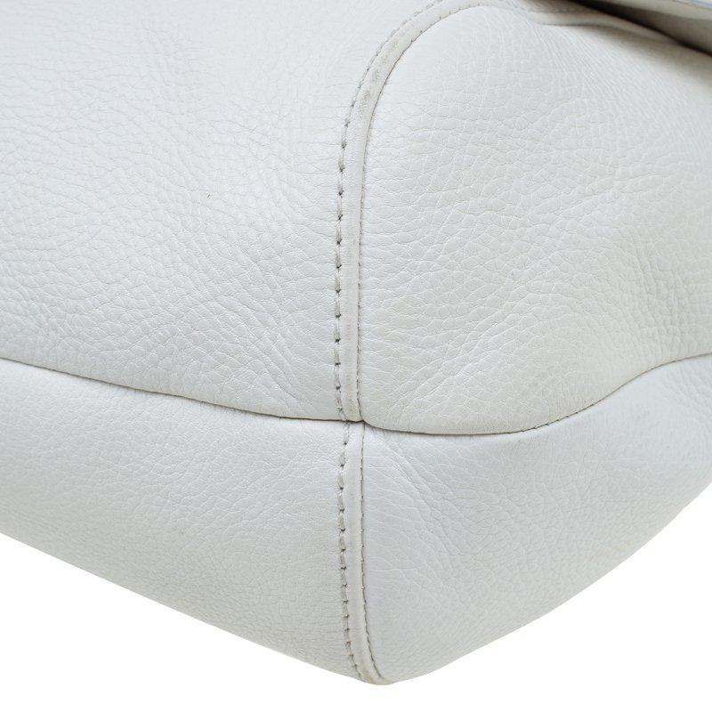 Gucci White Leather Large Techno Horsebit Flap Shoulder Bag 6