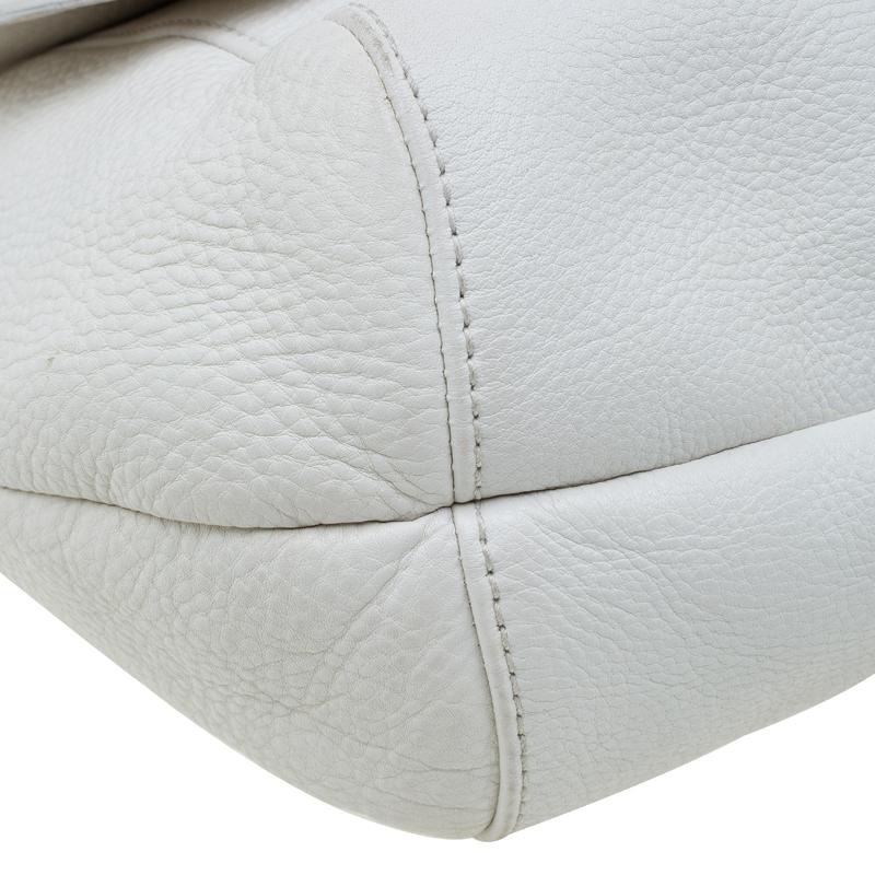 Gucci White Leather Large Techno Horsebit Flap Shoulder Bag 7