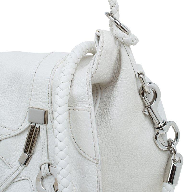 Gucci White Leather Large Techno Horsebit Flap Shoulder Bag 1