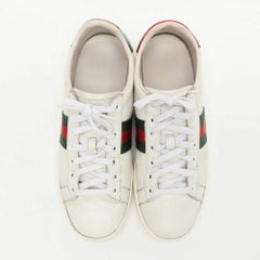 Gucci White Leather Leather Ace Bee Embroidered Low Top Sneakers Size 39