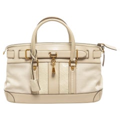 Gucci White Leather Lock Shoulder Bag
