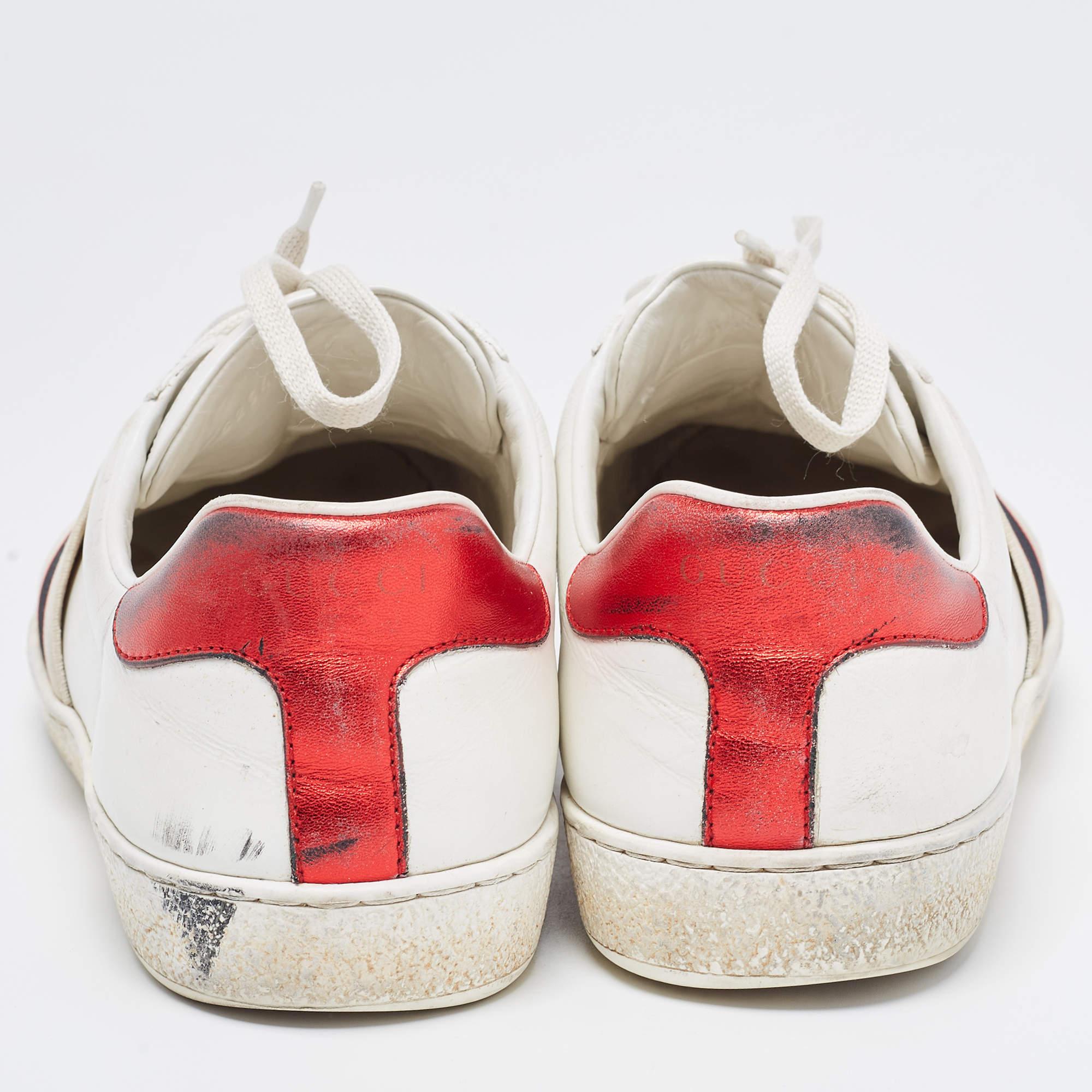 Uomo Gucci Sneakers Ace in pelle bianca con banda logo taglia 41.5 in vendita