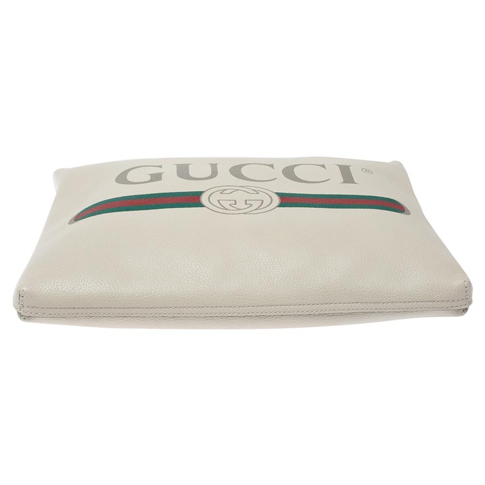 Women's Gucci White Leather Logo Porforlio Pouch