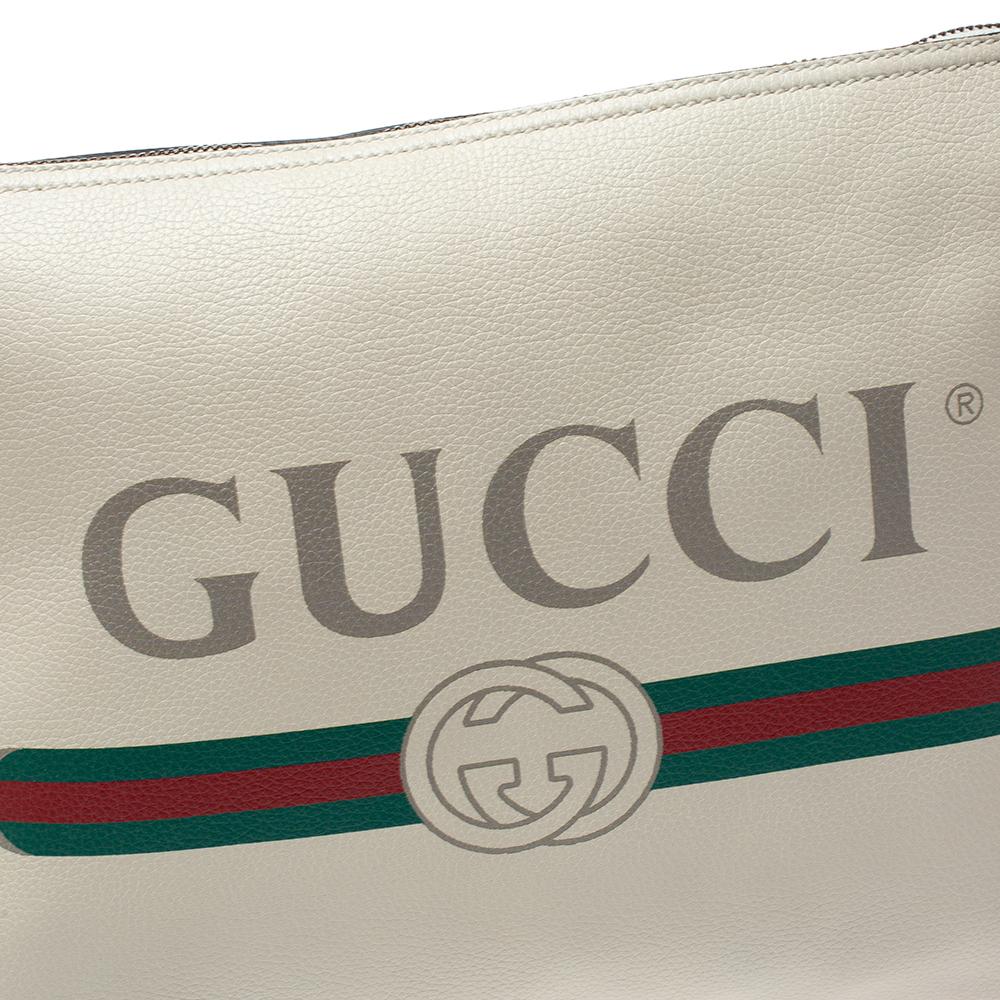 Gucci White Leather Logo Porforlio Pouch 1