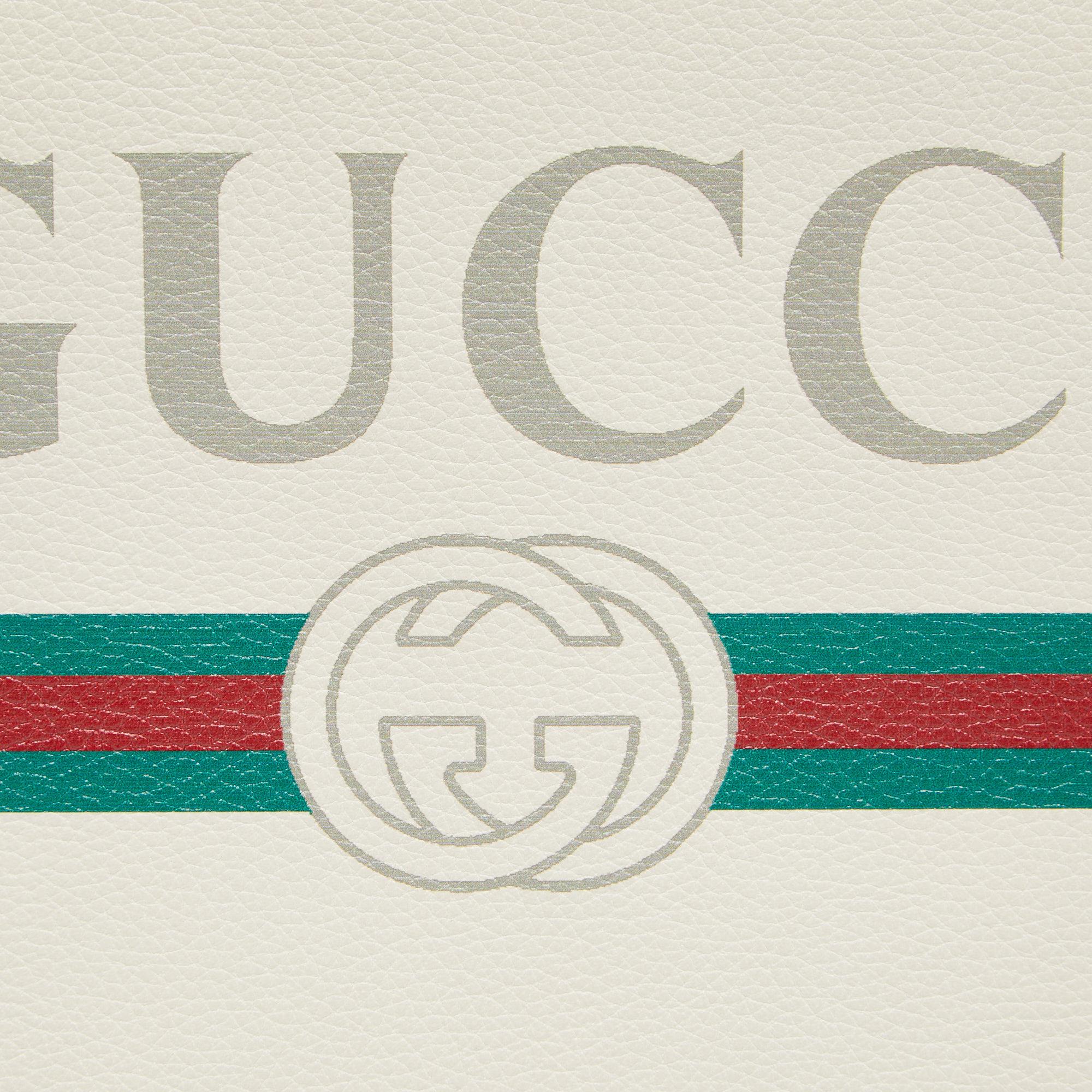 Gucci White Leather Logo Print Zip Pouch 6