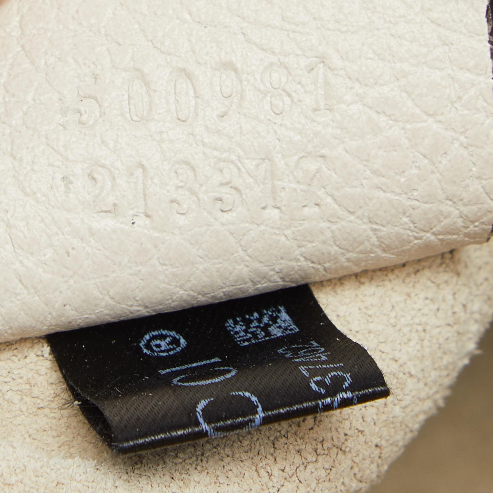 Gucci White Leather Logo Print Zip Pouch 1