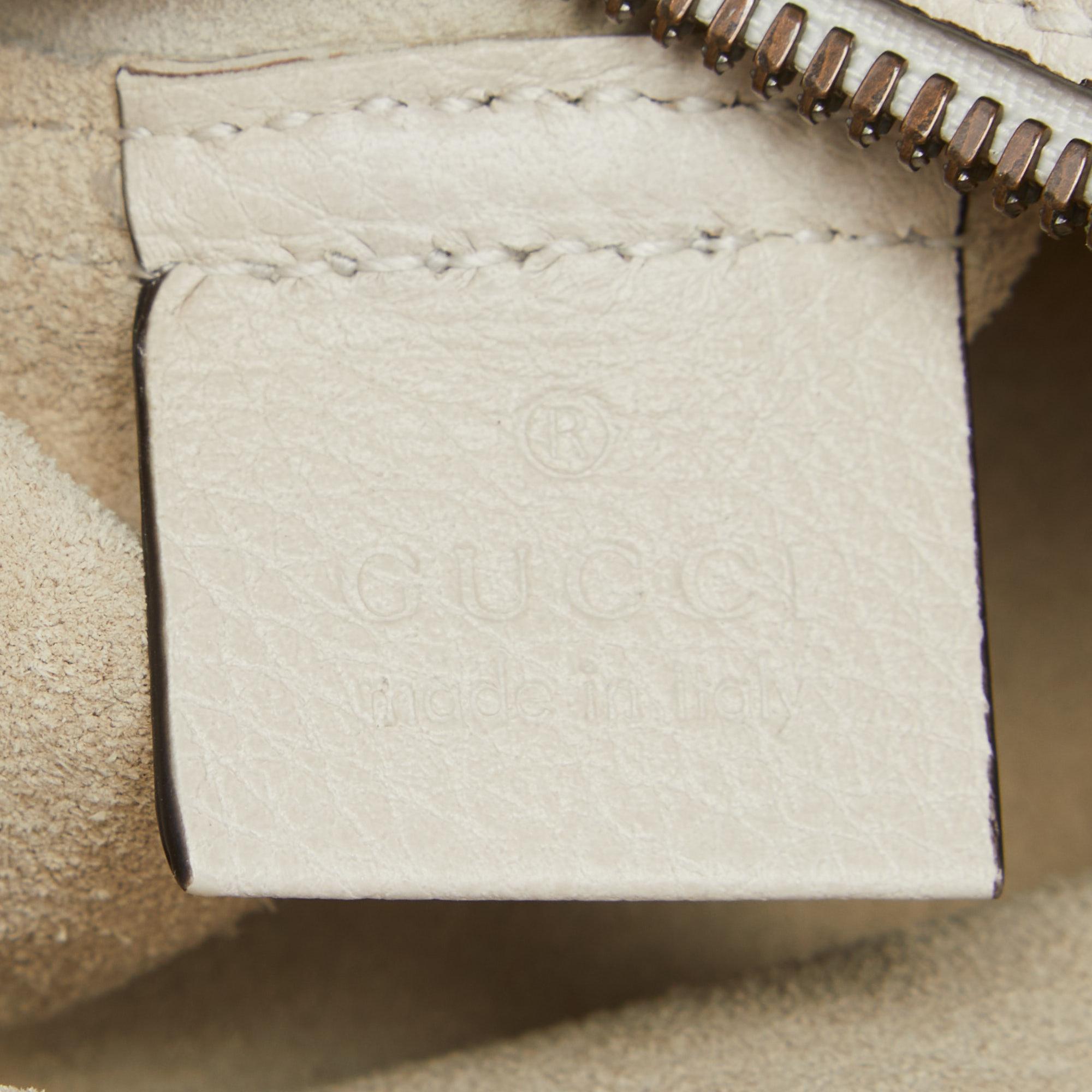 Gucci White Leather Logo Print Zip Pouch 2