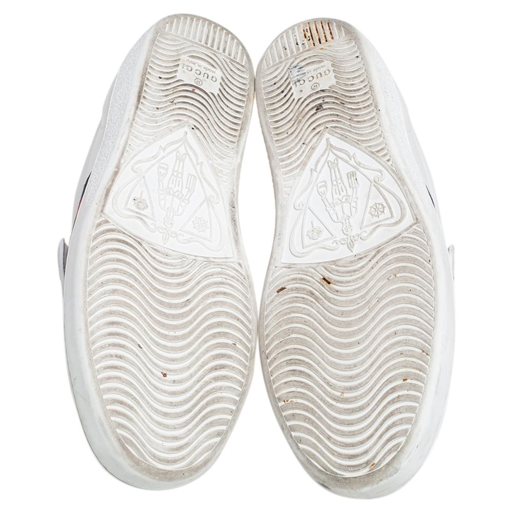 Gucci White Leather Loved Embellished Ace Low Top Sneakers Size 37.5 In Good Condition In Dubai, Al Qouz 2