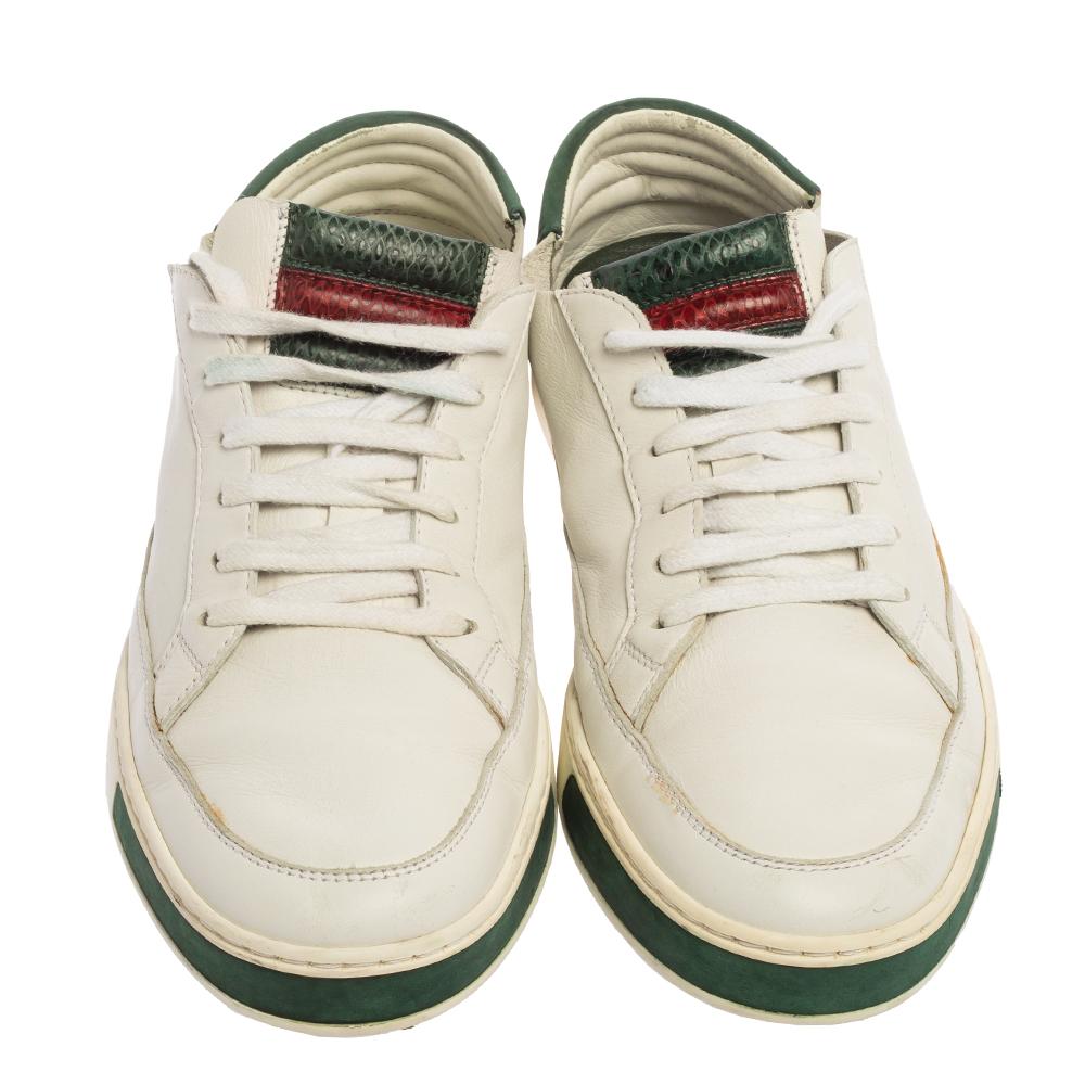 Gucci Zapatillas bajas de cuero blanco Talla 40.5 Blanco