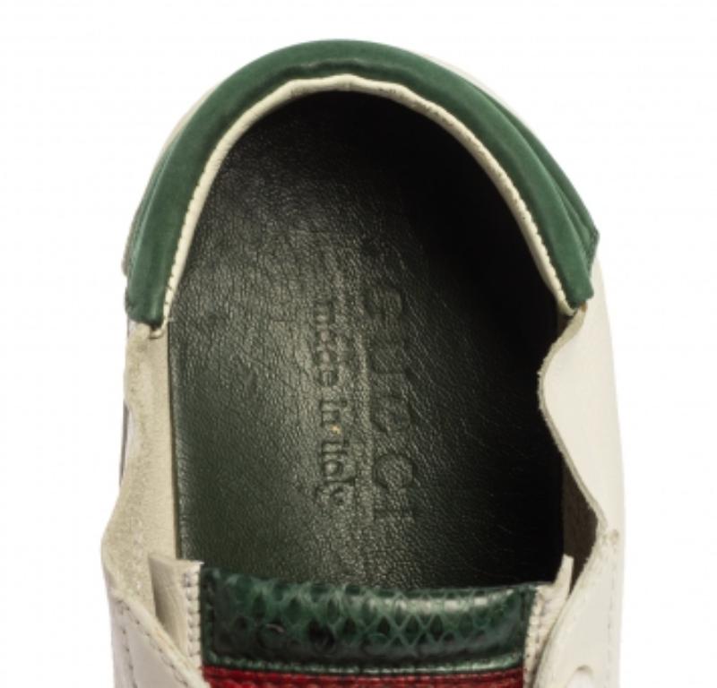 Gucci White Leather Low Top Sneakers Size 40.5 For Sale 2