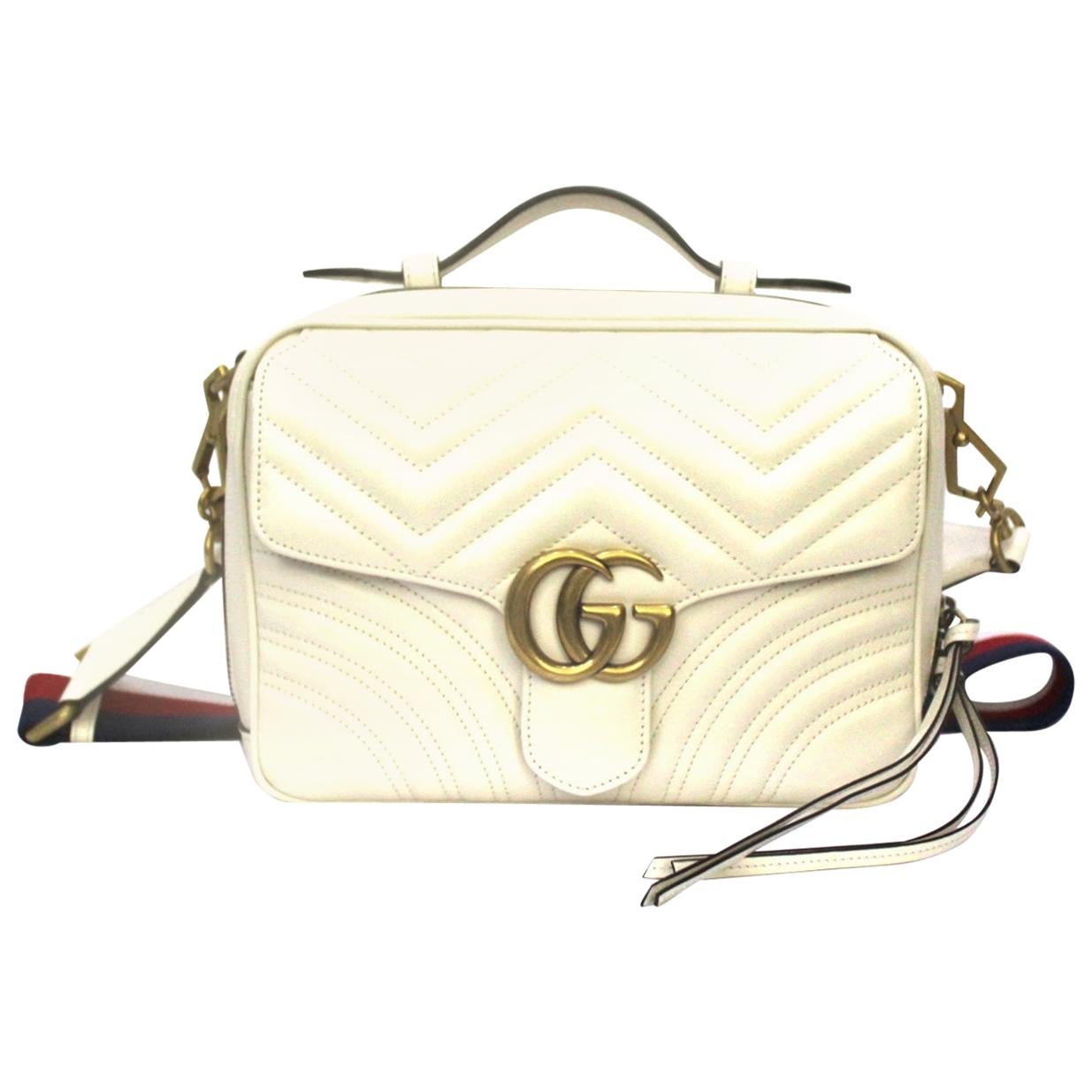 Gucci White Leather Marmont Bag