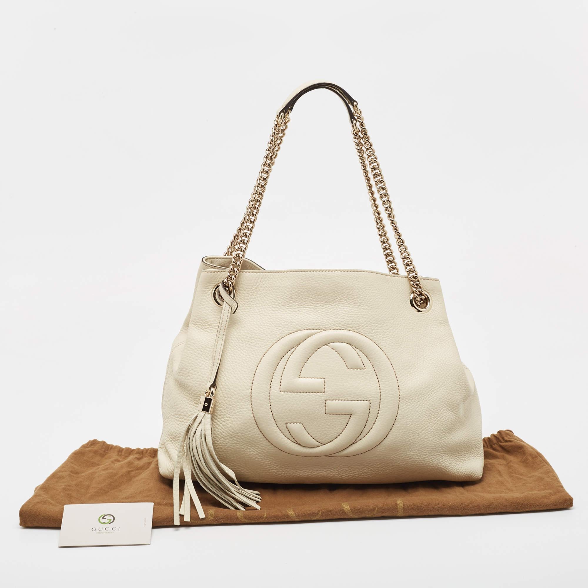 Gucci White Leather Medium Chain Soho Shoulder Bag 10